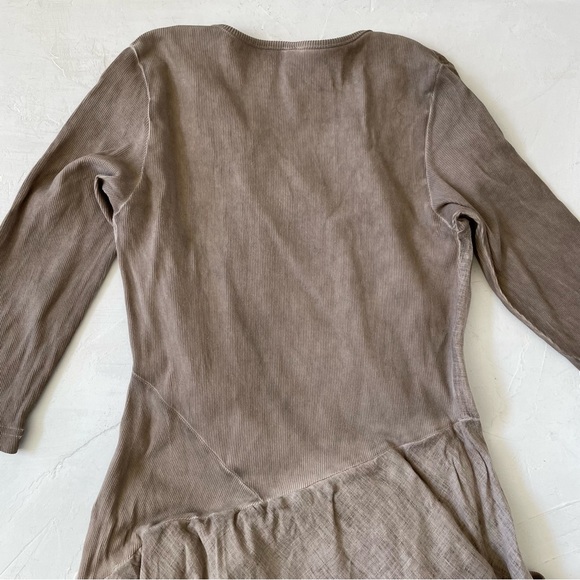 Inizio Italian Linen Magic Dress Taupe 3/4 Sleeves Dress Size L - Picture 8 of 8